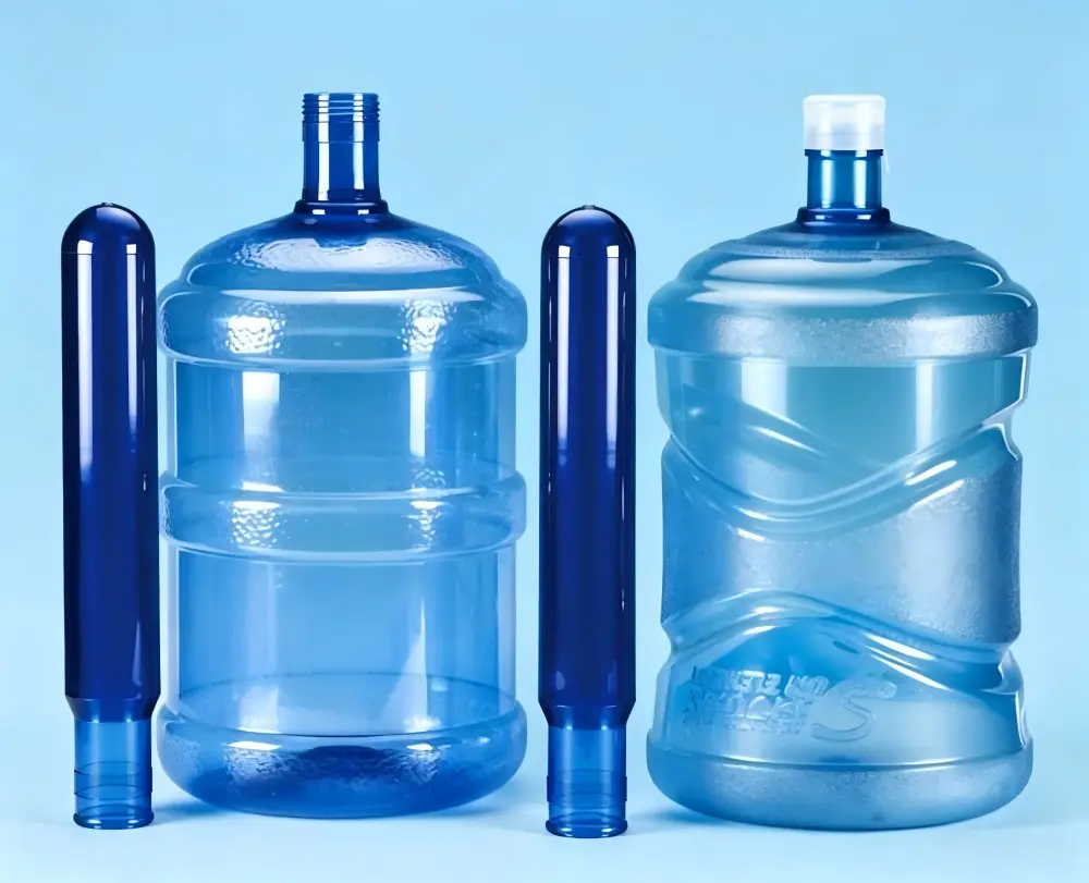 Large ISBM containers for agricultural chemicals industrial use showing clarity and structural integrity